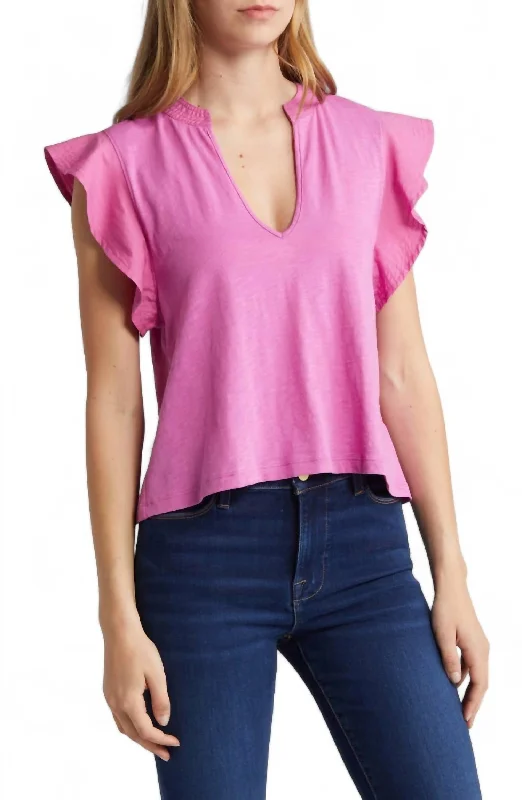 Constance V Neck Top In Rosebud