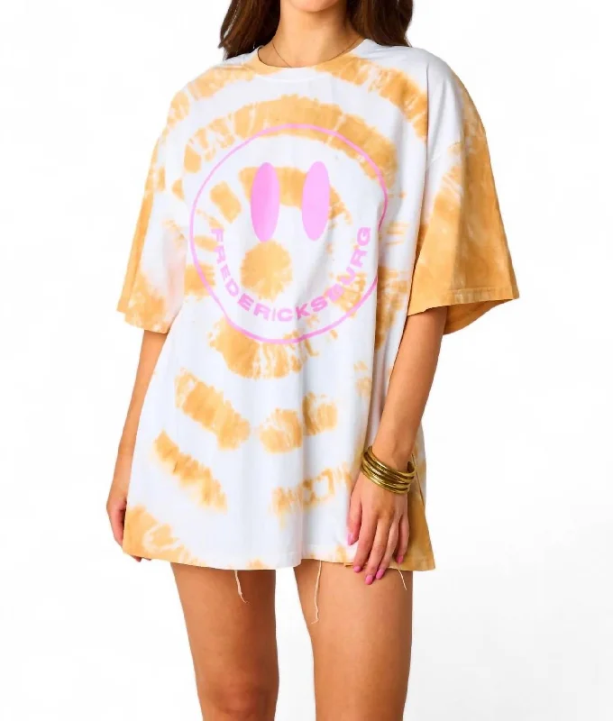 Neato Oversized Tie-Dye Tee - Fbg Happy Face In Orange