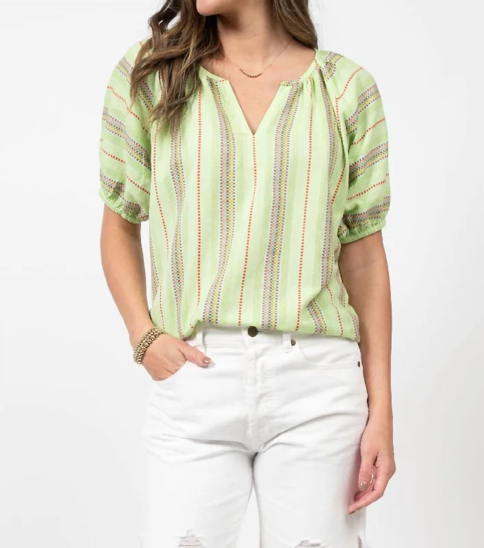 Primary Top In Green Stripe