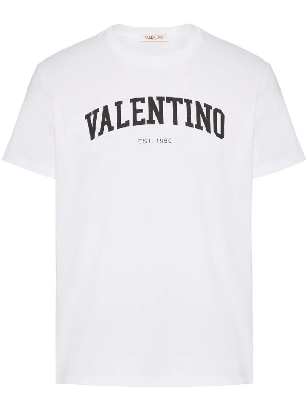 Valentino Garavani White T-Shirt with Black Logo Short Sleeves