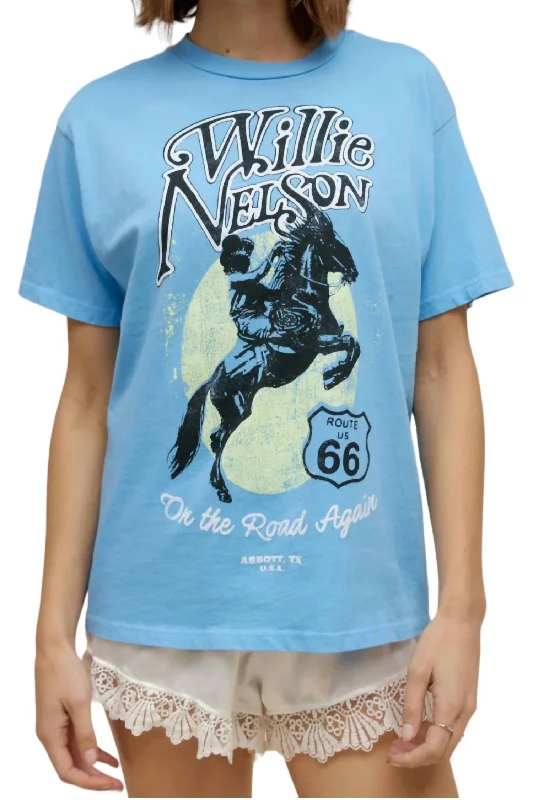 Willie Nelson Route 66 Weekend Shirt In Vintage Blue