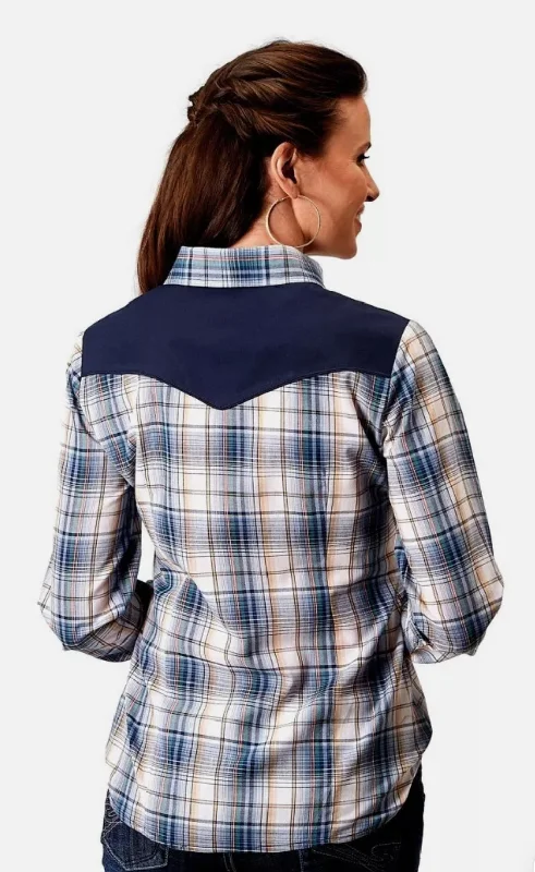 01-050-0087-3004 Roper Women's Karman Special Collection Plaid Blue 01-050-0087-3004 Roper Women's Karman Special Collection Plaid Blue