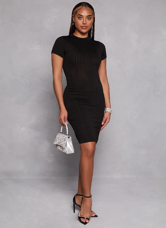 Daisy Ribbed Knit Midi T Shirt Dress