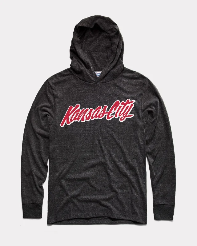 Black Kansas City Script Lightweight Hoodie