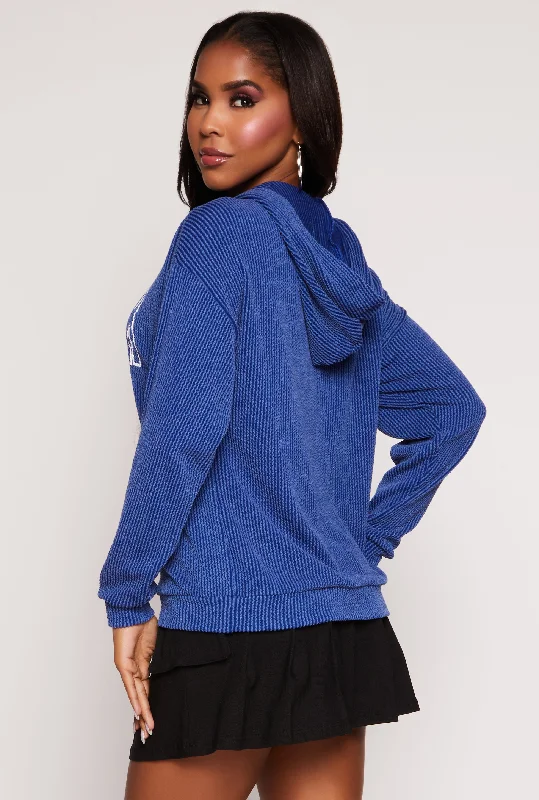 New York Ribbed Knit Hooded Top