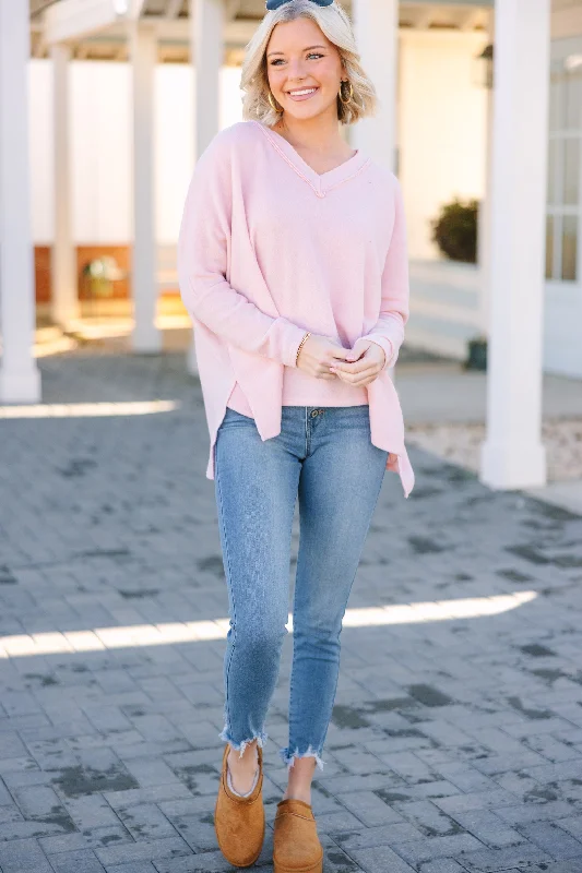 Find Yourself Bluch Pink Brushed Knit Top