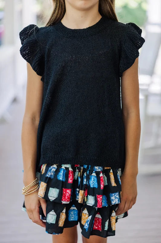 Girls: Certain Joy Black Knit Top