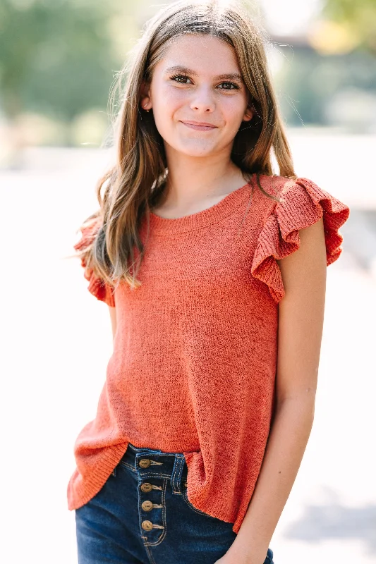 Girls: Certain Joy Copper Orange Knit Top