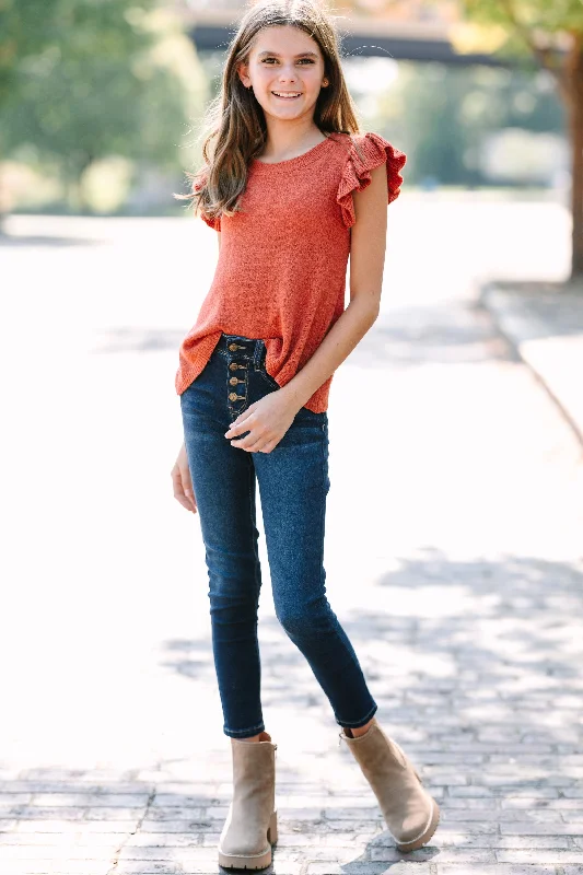 Girls: Certain Joy Copper Orange Knit Top