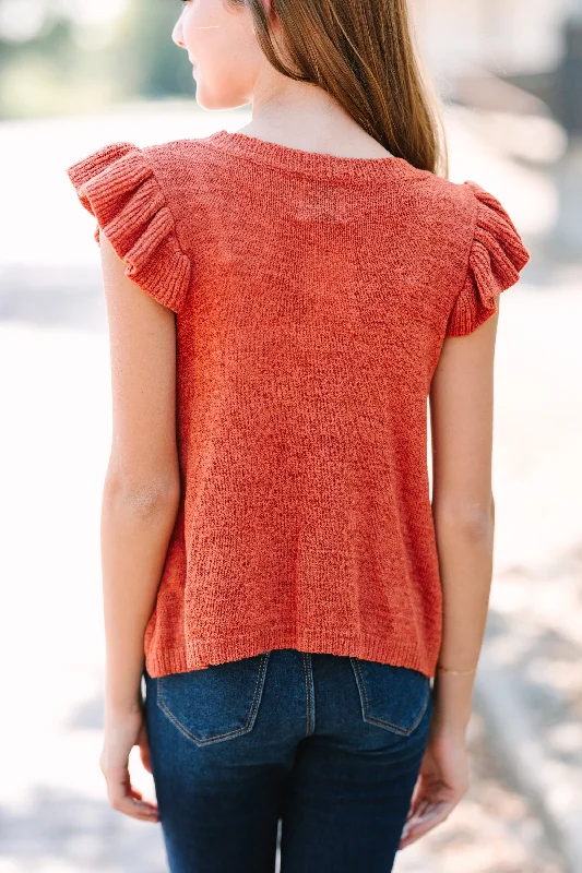 Girls: Certain Joy Copper Orange Knit Top