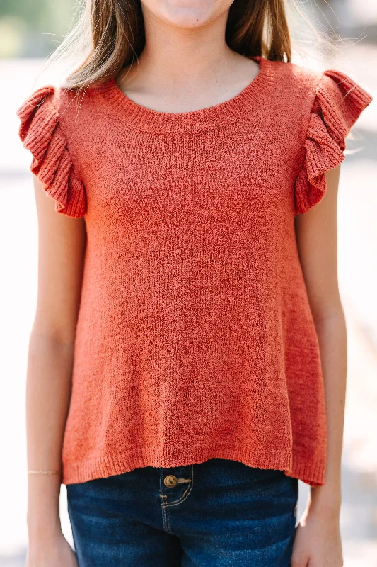 Girls: Certain Joy Copper Orange Knit Top