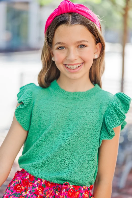 Girls: Certain Joy Emerald Green Knit Top