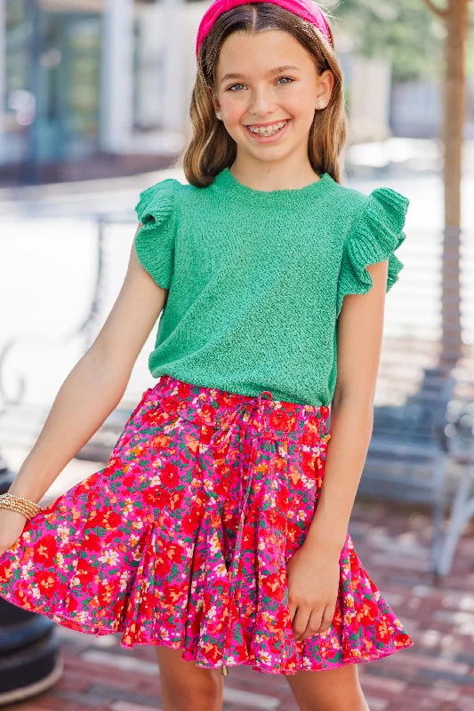 Girls: Certain Joy Emerald Green Knit Top