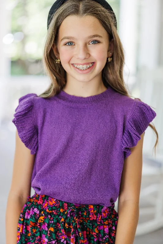 Girls: Certain Joy Purple Knit Top