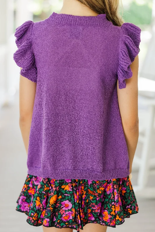 Girls: Certain Joy Purple Knit Top