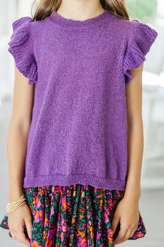 Girls: Certain Joy Purple Knit Top