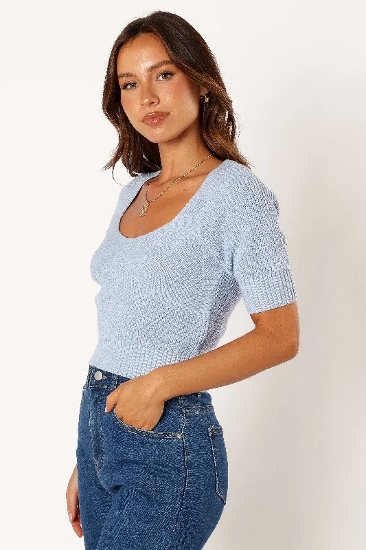 Lola Knit Top - Sky Blue