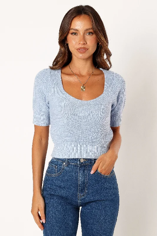 Lola Knit Top - Sky Blue