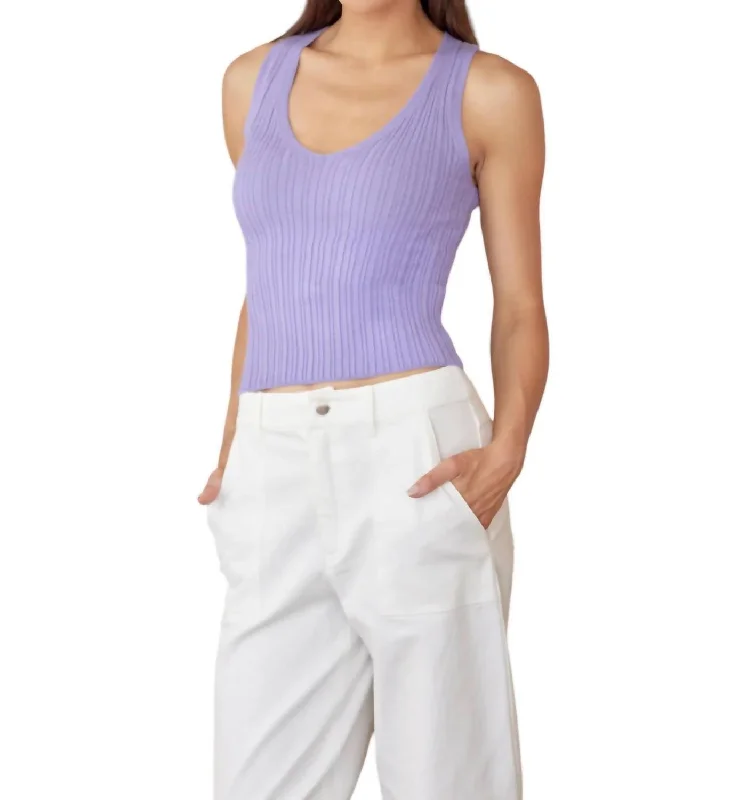 Rosy Rib Knit Top In Lilac