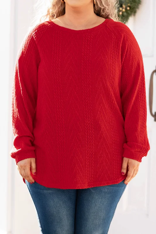 Slouchy Cableknit, Holiday Red