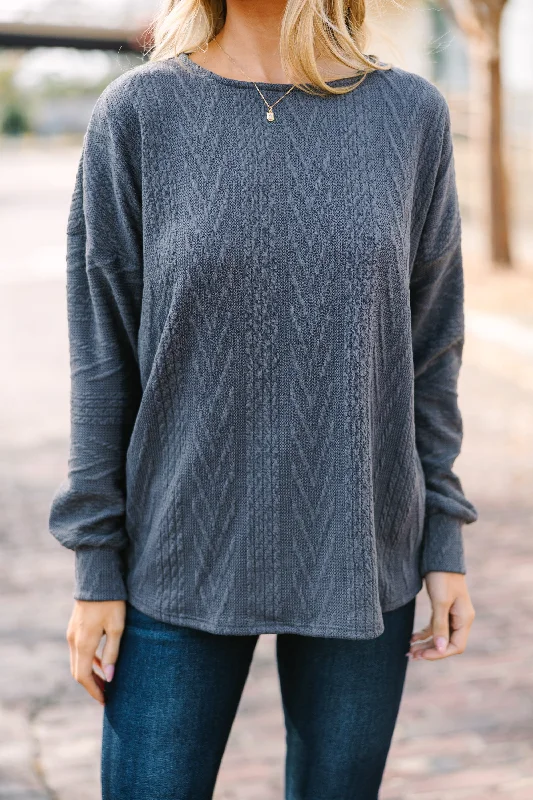 The Slouchy Ask Gray Cable Knit Top