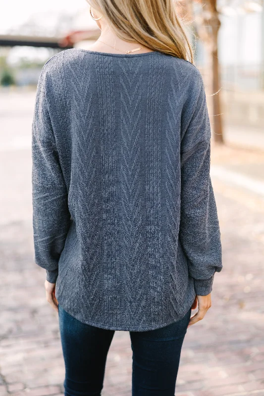 The Slouchy Ask Gray Cable Knit Top