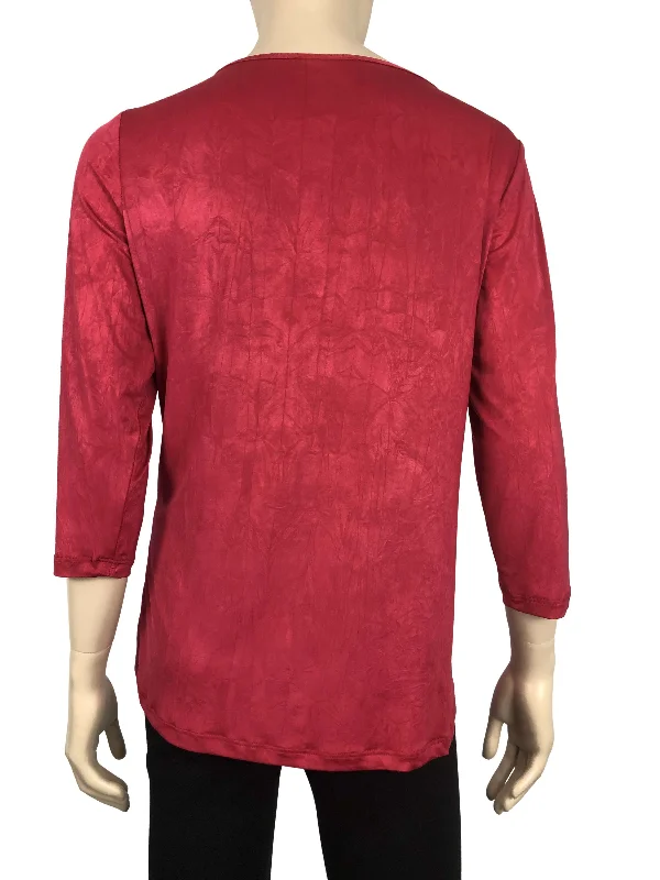 Women's Top Red with Stunning Neckline Detail Now On Sale Quality red Stretch Knit Top Now On Sale Shop With Confidence @ymstyle.com