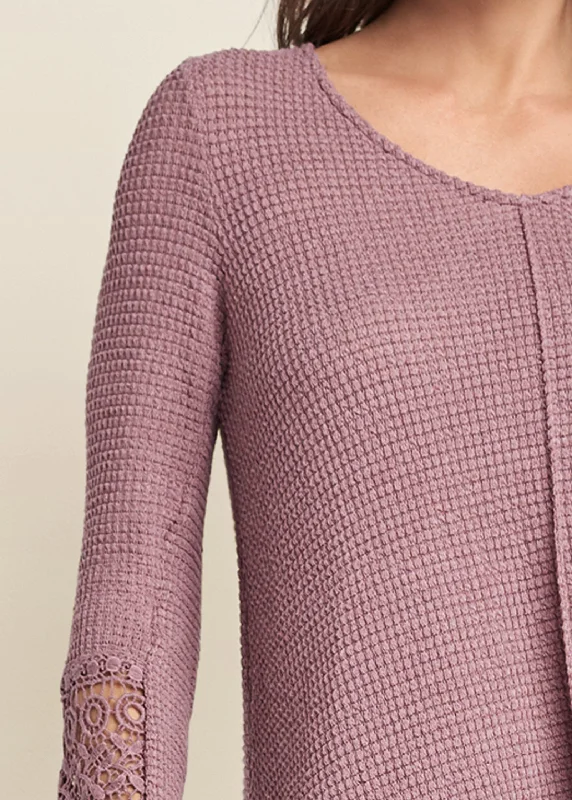 Casual waffle knit top - Mauve