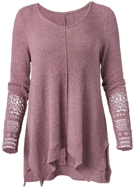 Casual waffle knit top - Mauve