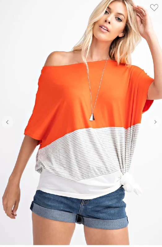 Color Block Poncho Silhouette Knit Top