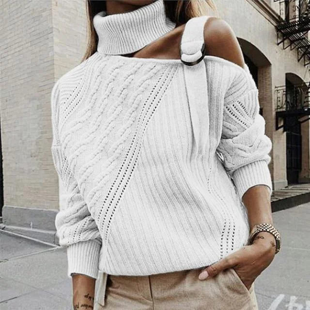 Off Shoulder Knitted Women Sweatshirts