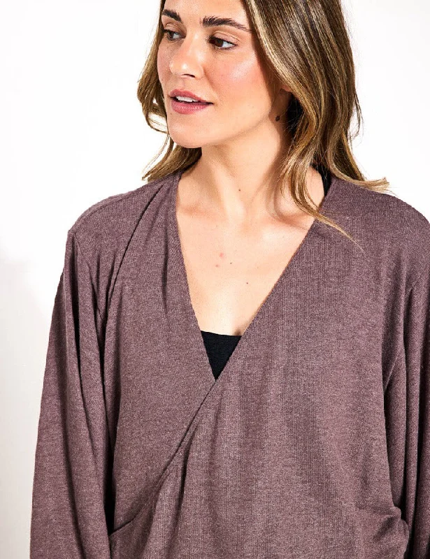 Wrapped Up Pullover - Heathered Truffle