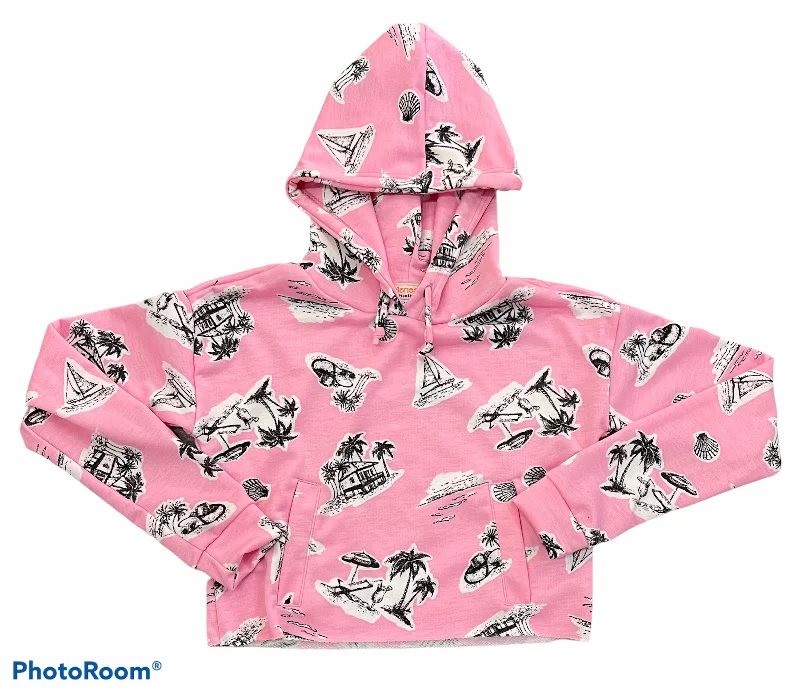 Tweenstyle - Pink Palm Print Pullover Hoodie