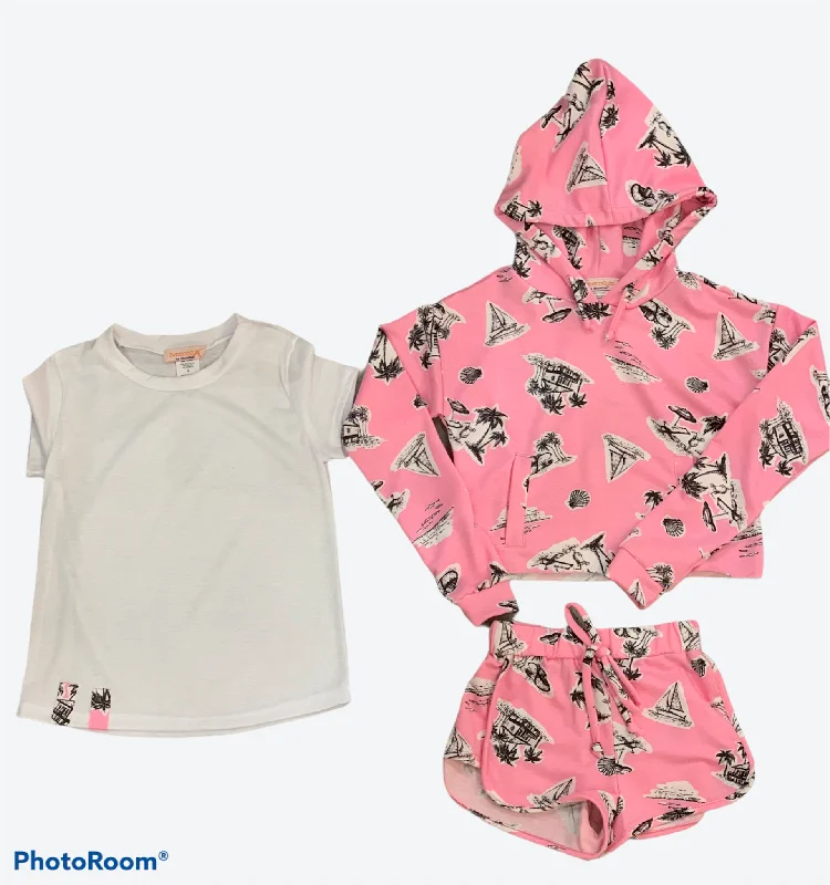 Tweenstyle - Pink Palm Print Pullover Hoodie