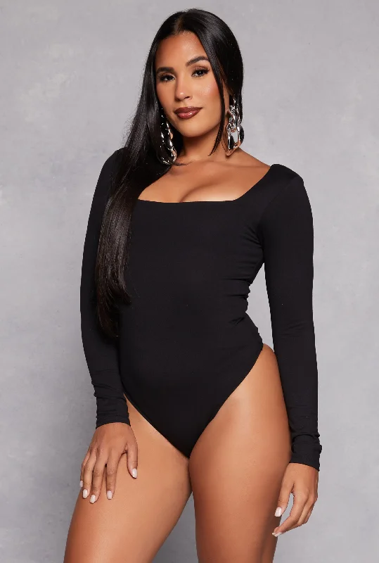 Basic Square Neck Long Sleeve Bodysuit