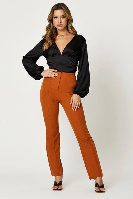 Black Long Sleeve Ruched Top
