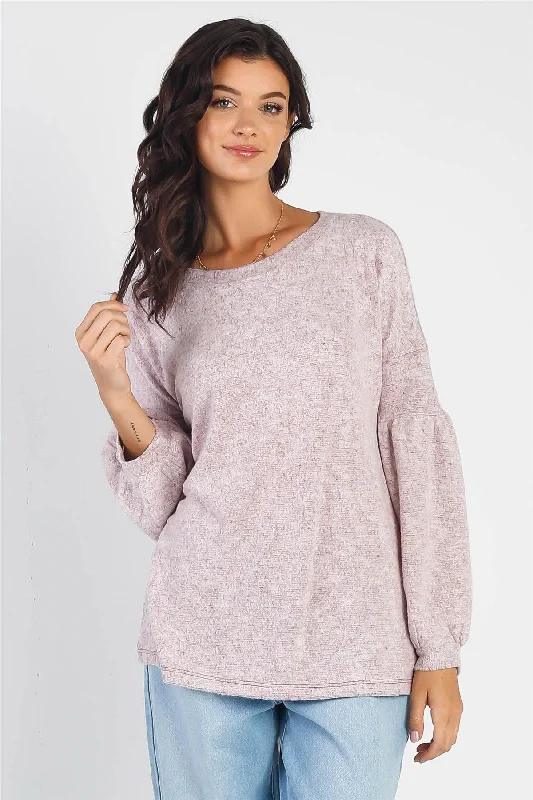 Burgundy Round Neck Juliette Long Sleeve Top