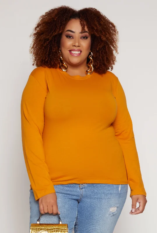 Plus Size Long Sleeve Crew Neck Tee