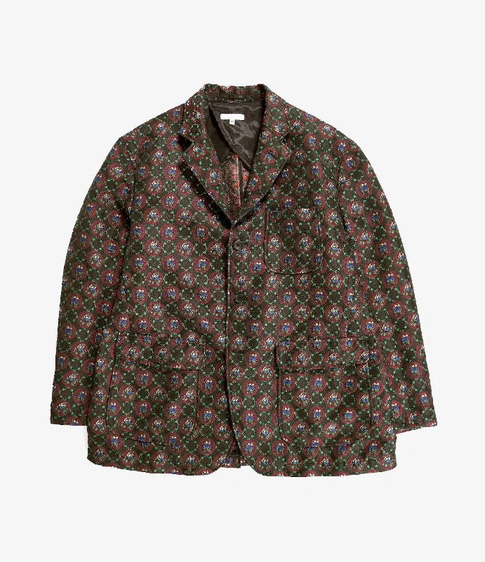 Ivy Blazer - Black Polyester Floral Jacquard