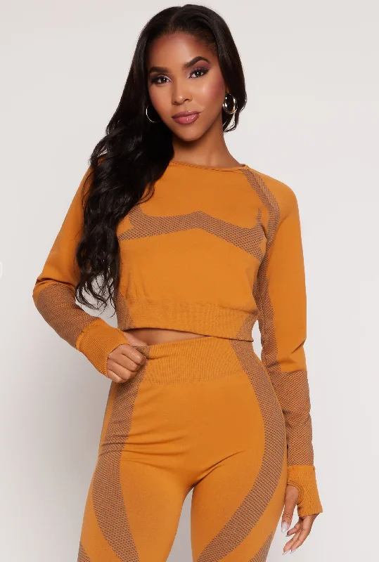 Seamless Color Block Long Sleeve Top