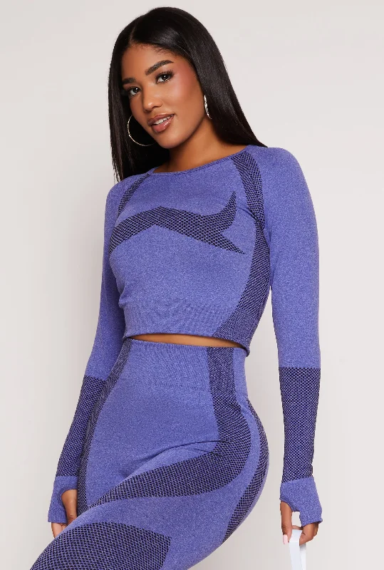 Seamless Color Block Long Sleeve Top