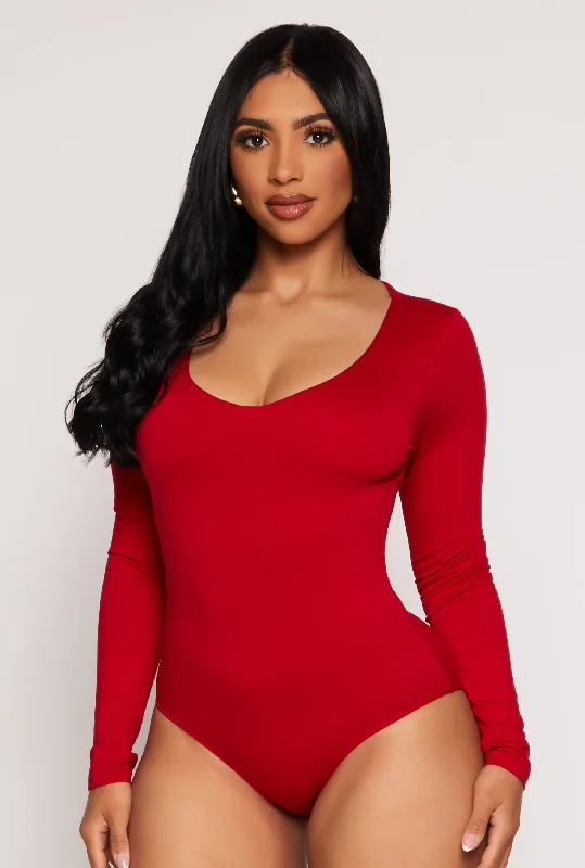 Basic V Neck Long Sleeve Bodysuit